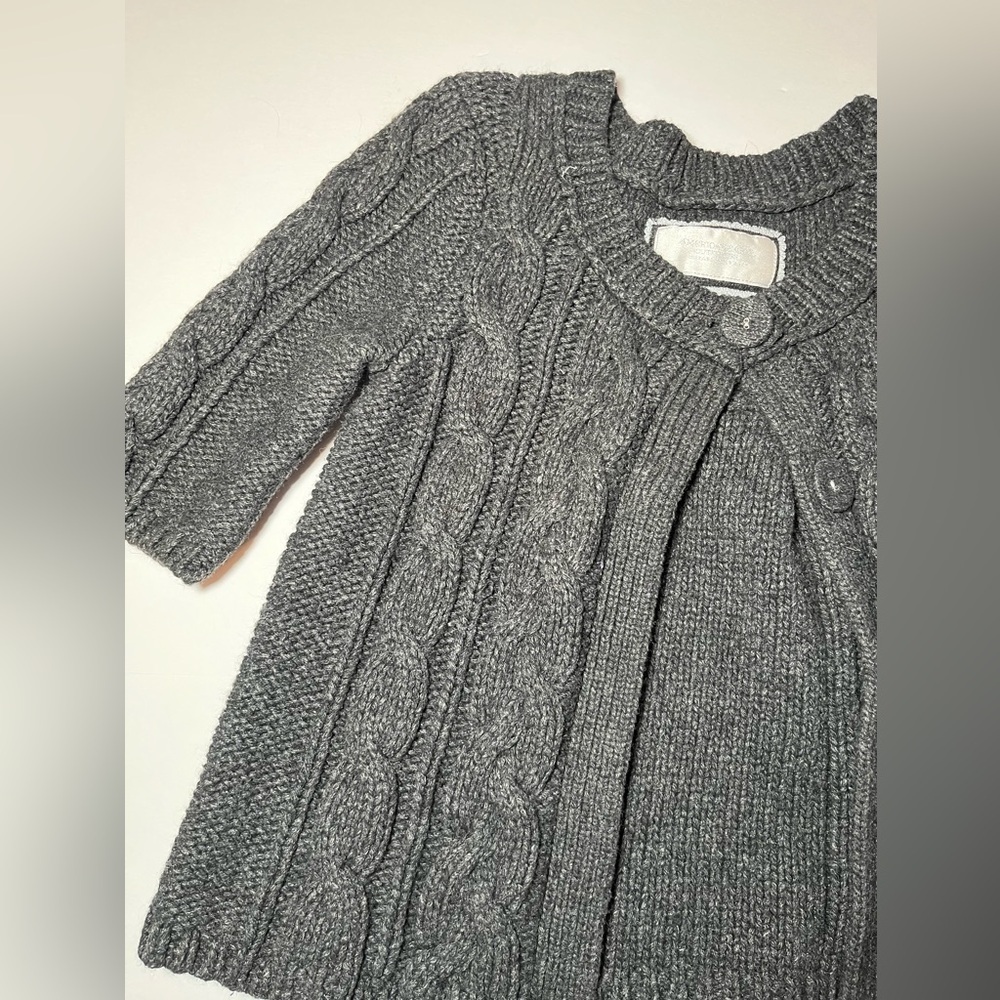 Vintage Charcoal AE Short Sleeve Babydoll Cardigan 2 Button Twilight Core Sz S - Picture 3 of 7